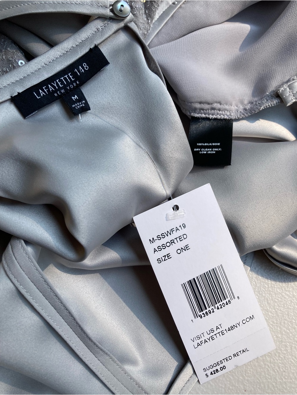 Lafayette 148 100% Silk Gray Silver Sequin Tank Top Sleeveless Blouse - Picture 12 of 16